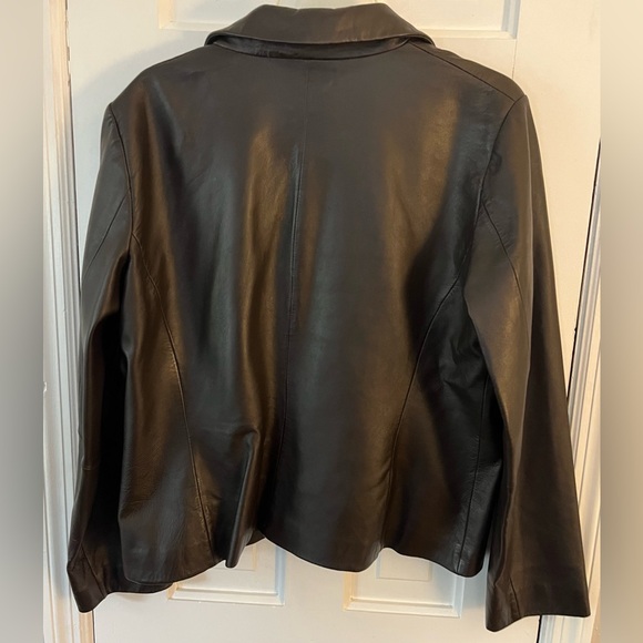 GENUINE LEATHER Brown MARGARET GODFREY Women's Vintage 3-Button Jacket. Size: XL - Picture 4 of 13